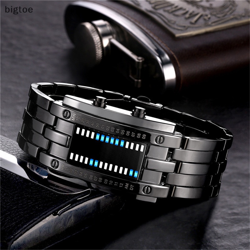 Đồng hồ nam bigtoe thép không gỉ binary digital led bracelet đồng hồ thể thao boutique