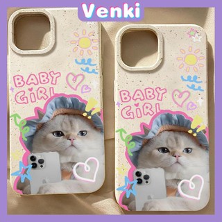 VENKI - Dành Cho Ốp Lưng iPhone 11 Ốp Lưng Có Thể Phân Hủy Thân Thiện Với Môi Trường Bảo Vệ Chống Sốc Màu Vàng Hồng Trắng Selfie Mèo Con Tương Thích Với iPhone 14 Pro max 13 Pro max 12 Pro Max 11 XR XS 7 8