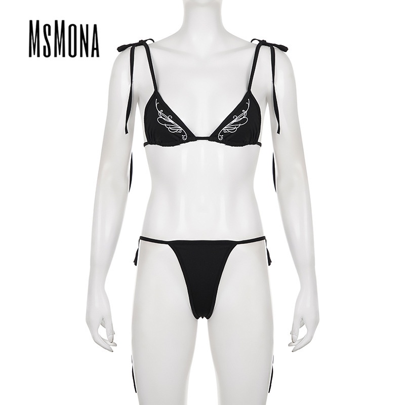 Bộ bikini MSMONA in họa tiết cánh tương phản sexy thời trang mới thường ngày 2023 cho nữ | BigBuy360 - bigbuy360.vn