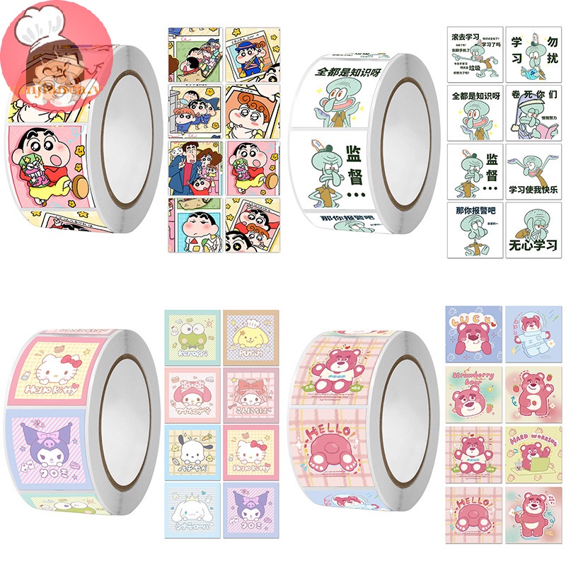 Yanca 500 cái / cuộn sanrio kawaii anime dán trang trí tài khoản tay dán niêm phong băng phim hoạt hình dễ thương hình dán tự dính vn