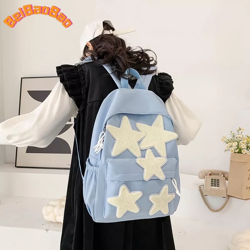 Ba Lô Đi Học In Họa Tiết Ngôi Sao Năm Cánh Dễ Thương Phong Cách Nhật Bản Cho Nữ