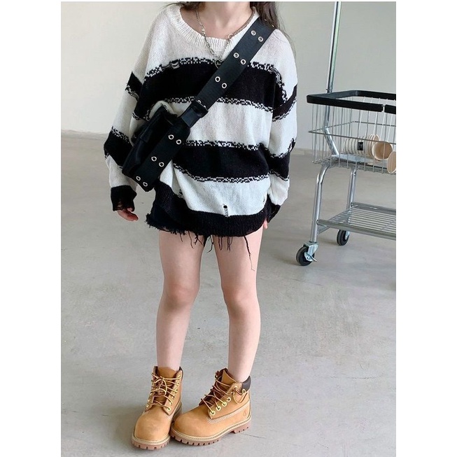 Ricoini Bộ Áo sweater Kẻ Sọc Cầu Vồng Phong Cách Phương Tây Thời Trang Xuân Thu Cho Mẹ Và Bé