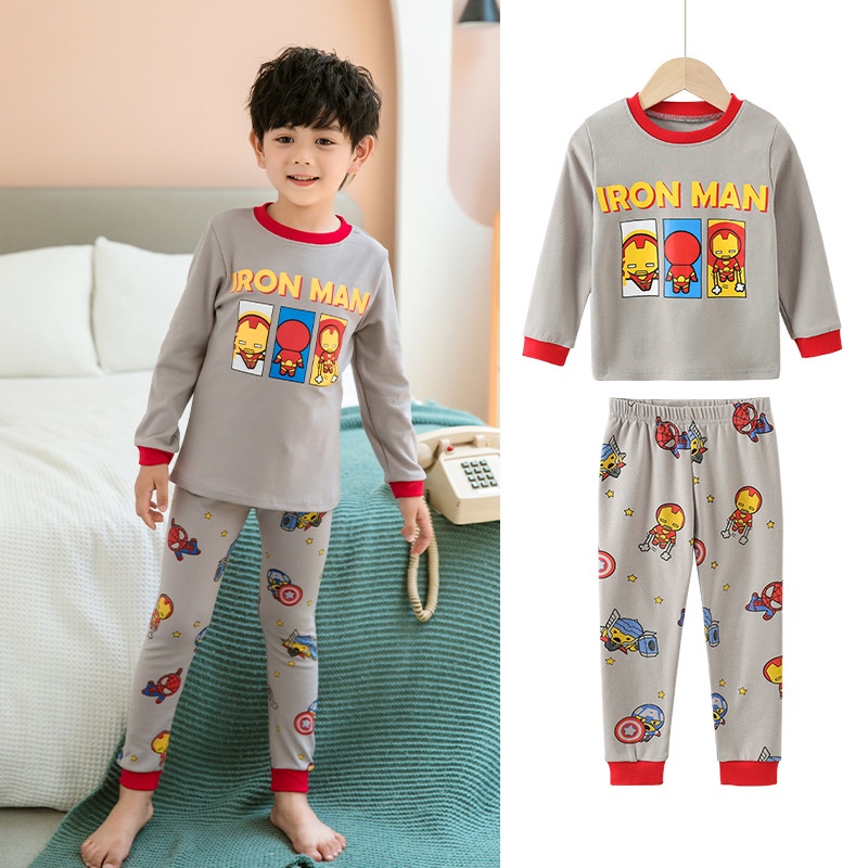 Hoạt Hình Bộ Đồ Ngủ cotton Tay Dài Hình Người Nhện Cho Bé Trai