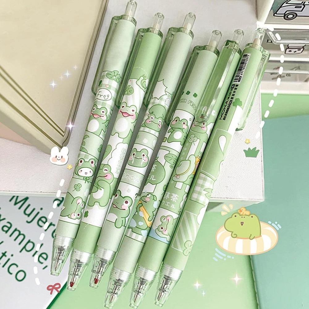 UUMIR Set 6 Bút Mực gel Hình Mèo Đen / Xanh Lá Dễ Thương