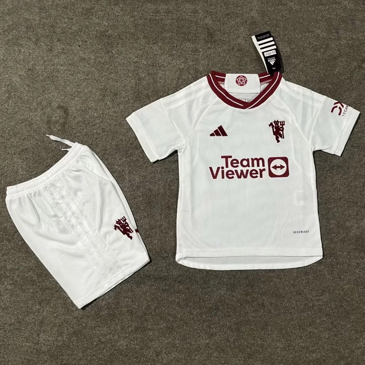 Trẻ em 23-24 man-utd mu sân nhà thứ 3 áo bóng đá set manunited tops quần short suit
