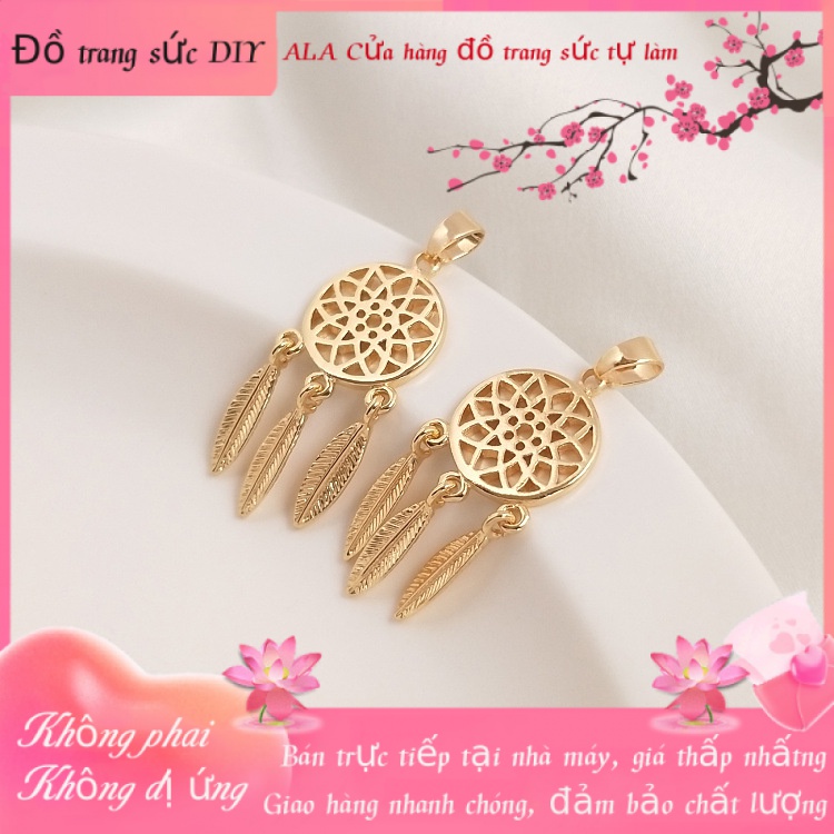 💕Phụ kiện trang sức DIY💕14k vàng-mạ màu-bảo quản hoa lưới ba treo mặt dây chuyền lông vũ tua mori style handmade diy xương đòn vòng cổ hoa tai mặt dây chuyền