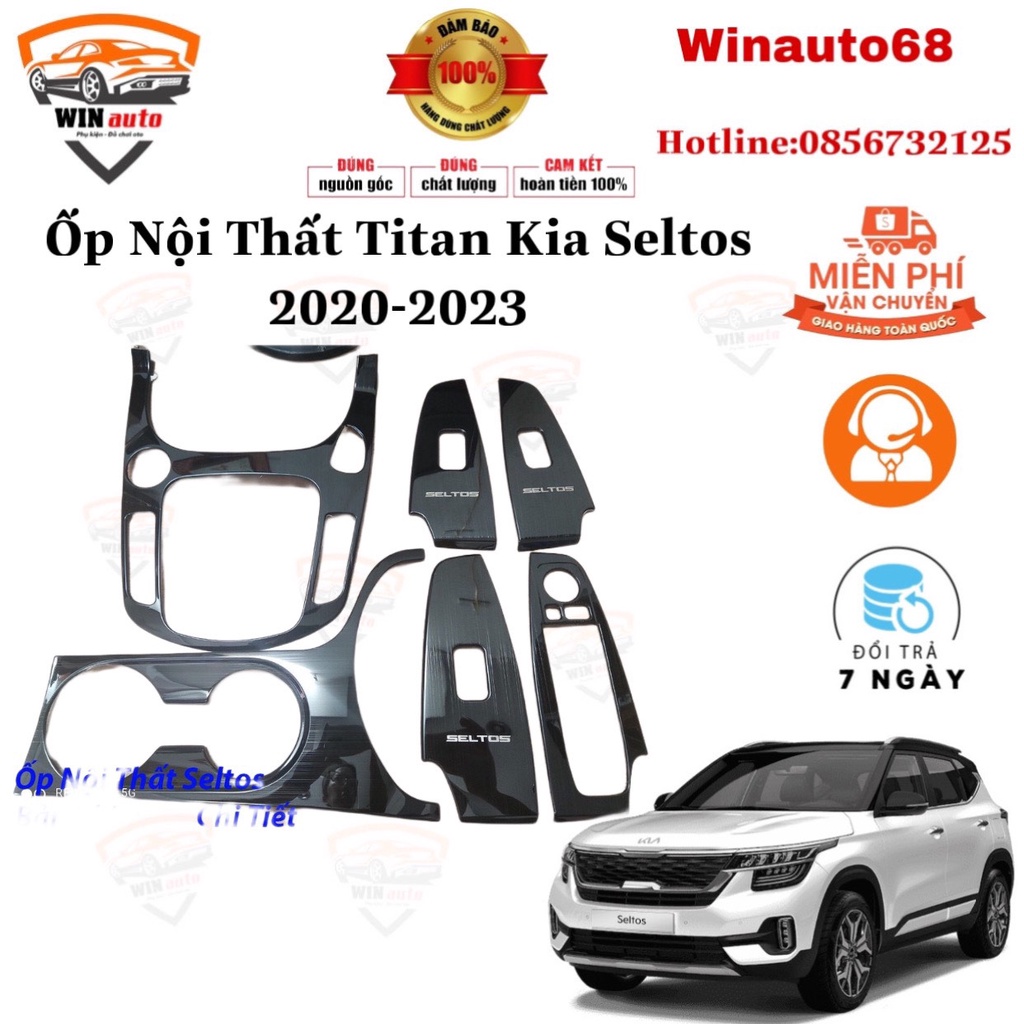 Ốp nội thất xe Kia Seltos 2020- 2021- 2022, chất liệu titan cao cấp