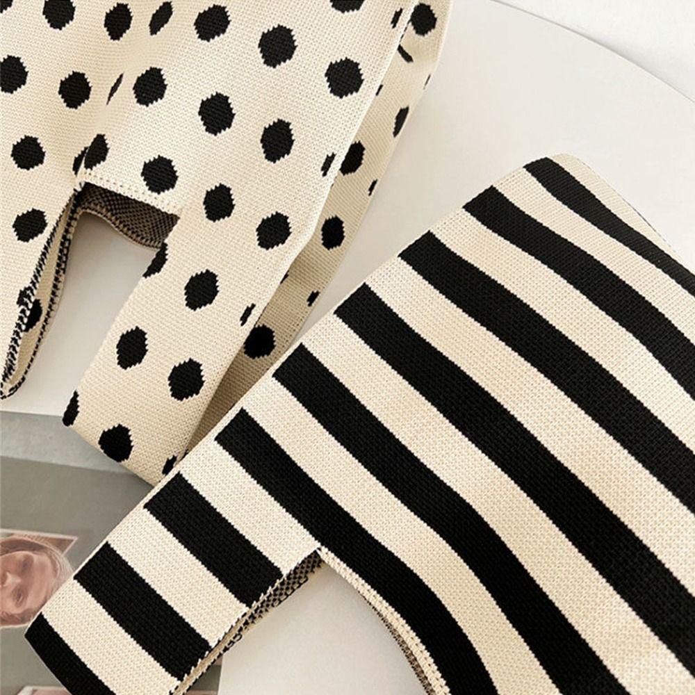 Ular Túi Xách Đan Len Họa Tiết Chấm Bi Thắt Nơ Xinh Xắn Cho Nữ