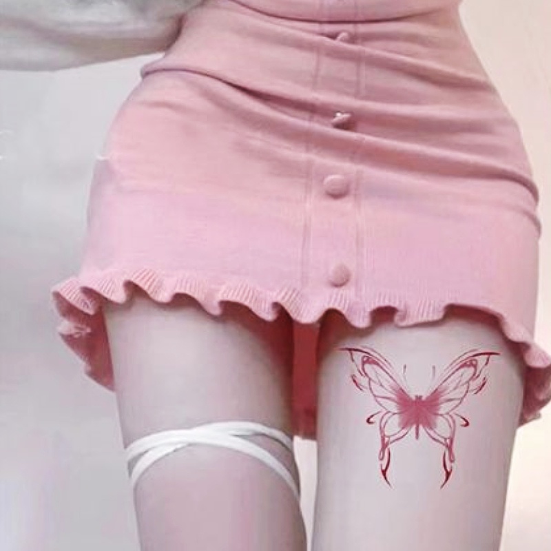 Hình Xăm Dán Tạm Thời Họa Tiết Cánh Bướm Màu Hồng Dễ Thương Chống Thấm Nước Lâu Trôi Trong Vòng 7 Ngày