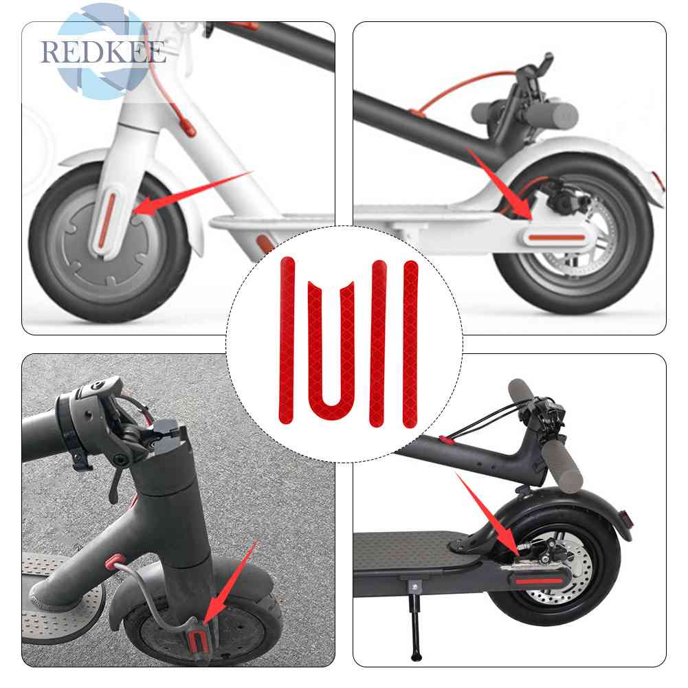 1 Miếng Dán Phản Quang Màu Đỏ Bảo Vệ Bánh Xe Trước / Sau Cho Ván Trượt Điện M365