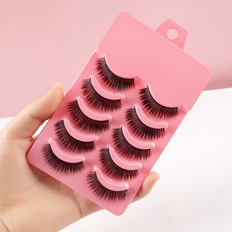 [Hàng mới về] Bộ 5 Cặp Lông Mi Giả Ngắn 3D Trang Điểm Hàng Ngày Tiện Dụng Cho Nữ