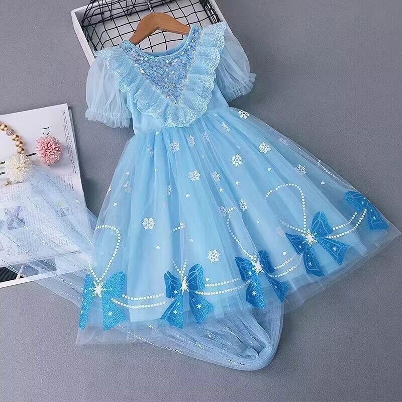 Băng và tuyết mê hoặc cho bé gái Mùa hè mới Đầm bé gái Lớn Trẻ nhỏ Đầm lưới trẻ em Đầm công chúa cho bé