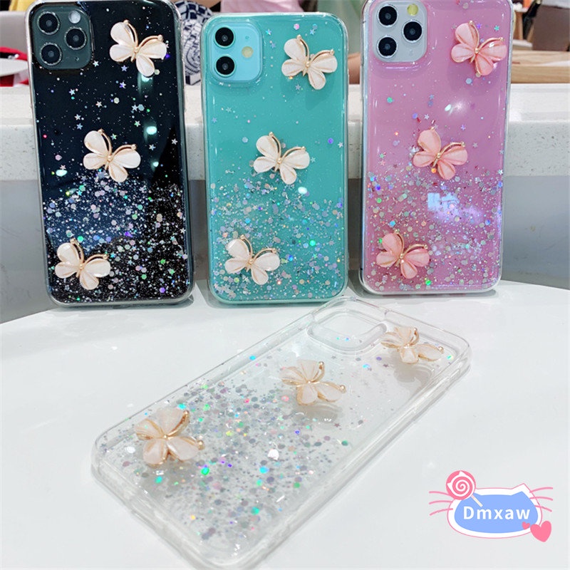 Ốp Điện Thoại Hình Bướm 3D Lấp Lánh Cho Samsung Galaxy Note 20 Ultra J5 J2 Prime Grand Prime J6 J4 Plus J6 + J4 + A8 + A8 Plus A9 A7 2018