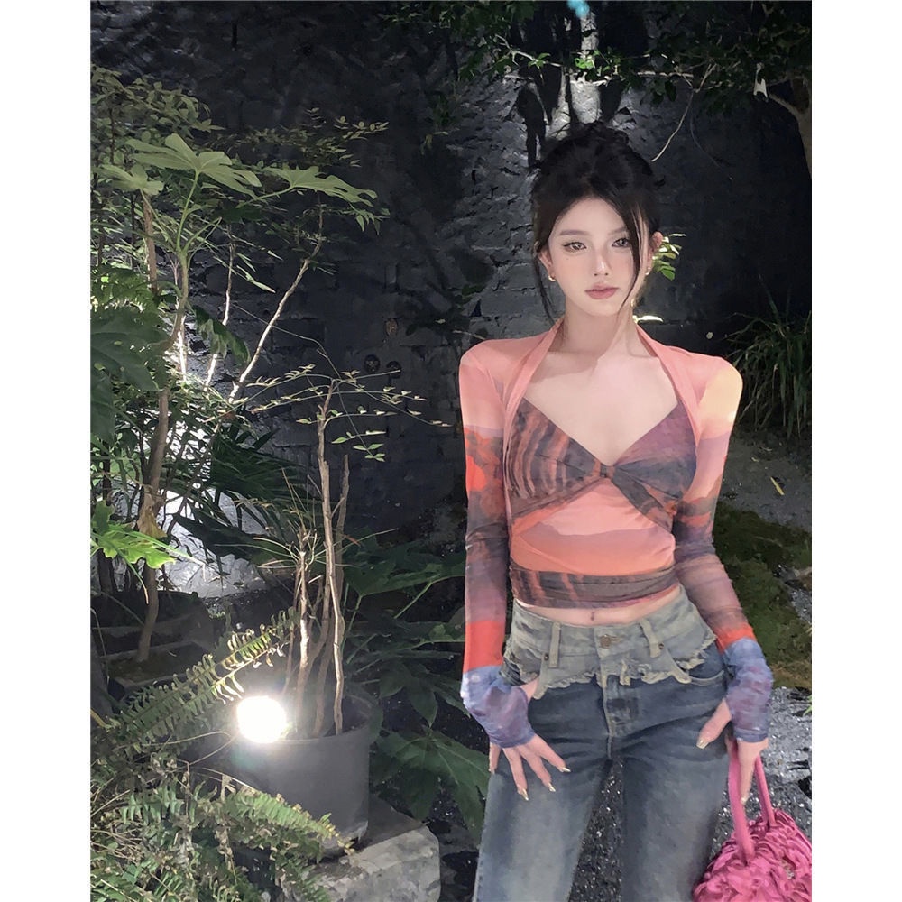 COZOK Áo Thun Dài Tay Dáng Ôm Phong Cách Vintage Thời Trang