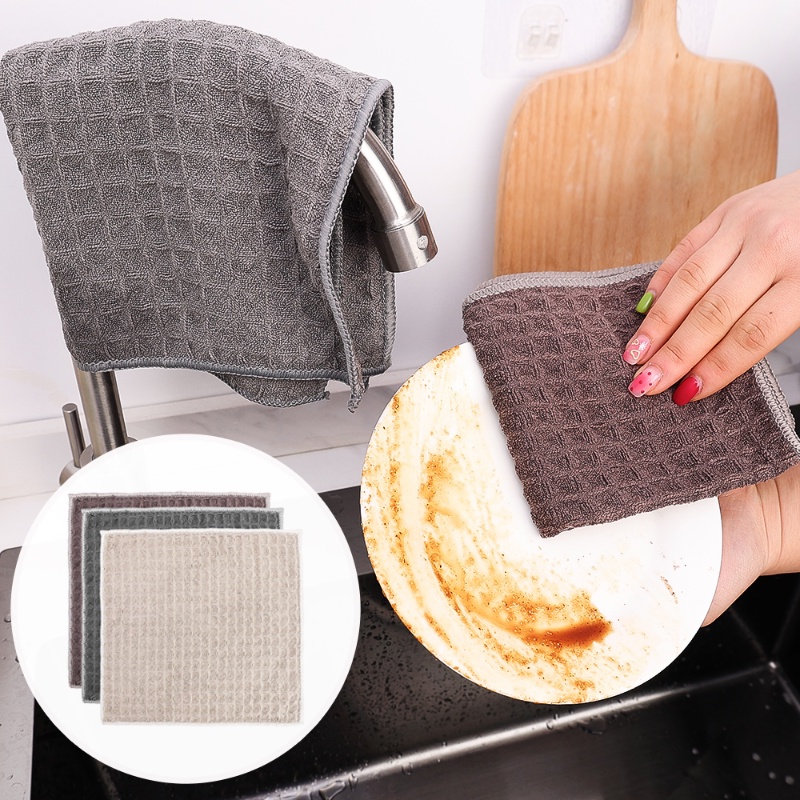 Khăn Lau Chén Dĩa Sợi Nhỏ Siêu Thấm Hút Màu Sắc Ngẫu Nhiên Tiện Dụng Cho Nhà Bếp / Quán Cà Phê