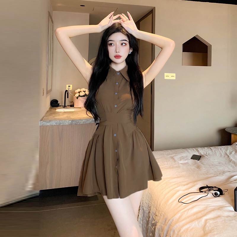 Đầm Chữ A Cổ polo Không Tay Gợi Cảm Phong Cách Mới