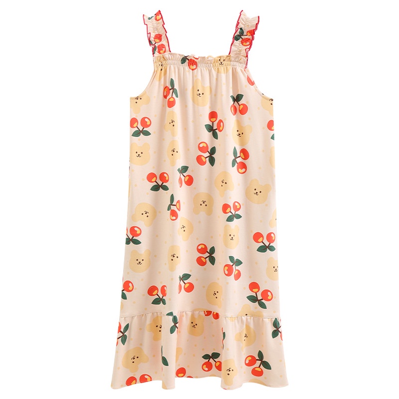 Đầm Hai Dây Mỏng Dáng Rộng In Họa Tiết Hoạt Hình Dễ Thương Cho Nữ La305