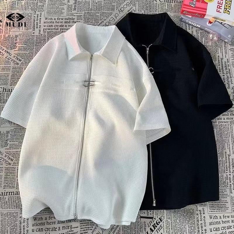 Áo Sơ Mi Nam Có Khóa Kéo Thời Trang Mùa Hè Phong Cách Hàn Quốc