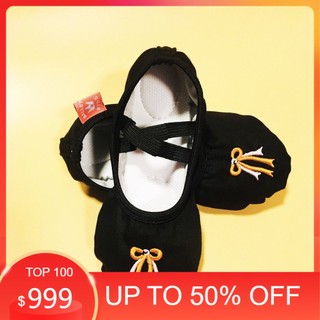 🔶 Giày múa Ballet trẻ em | giày múa Ballet màu đen thêu nơ
