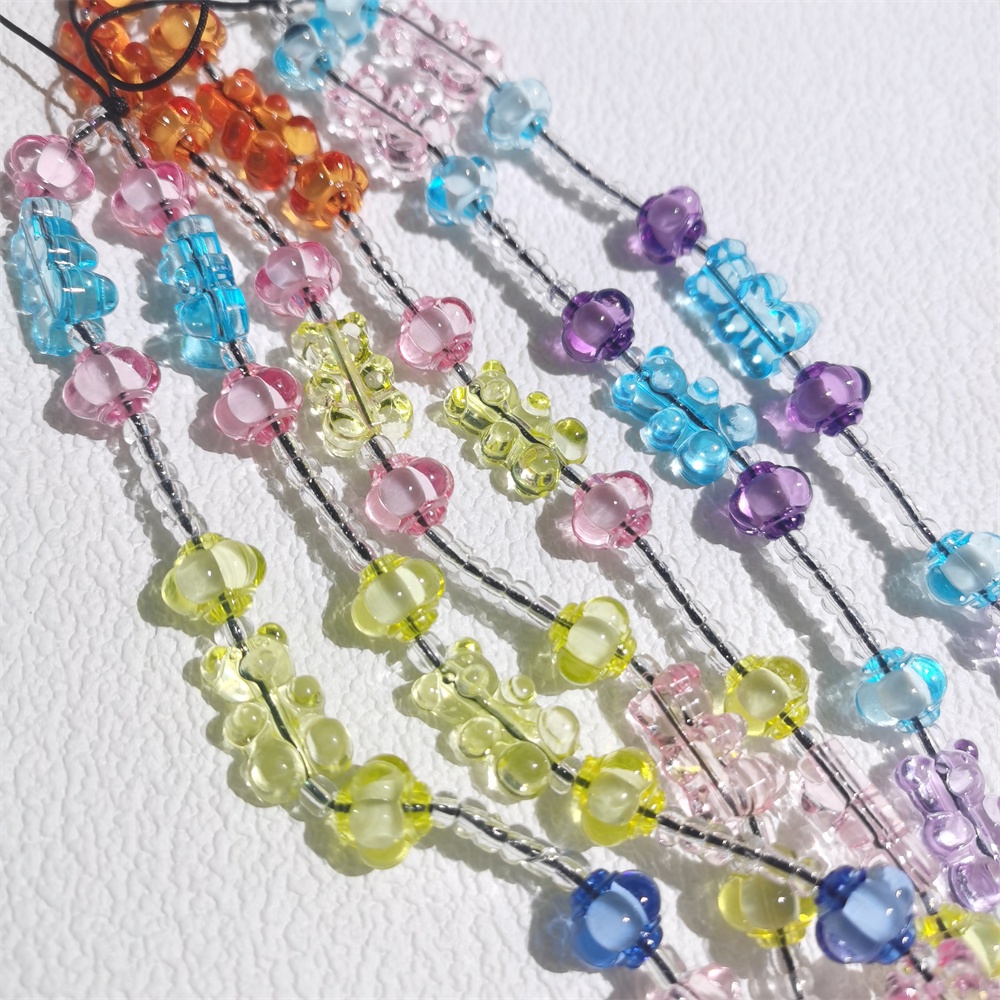 Ốp Điện Thoại Acrylic Mềm Trong Suốt Chống Thất Lạc Hình Gấu Nhiều Màu Có Dây Đeo Chuỗi Hạt Cho Điện Thoại