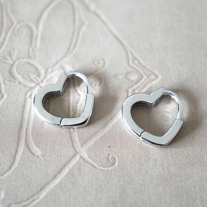 Bông Tai Hình Trái Tim Bằng Kim Loại Màu Vàng / Bạc Phong Cách Tối Giản Thời Trang Cho Nữ