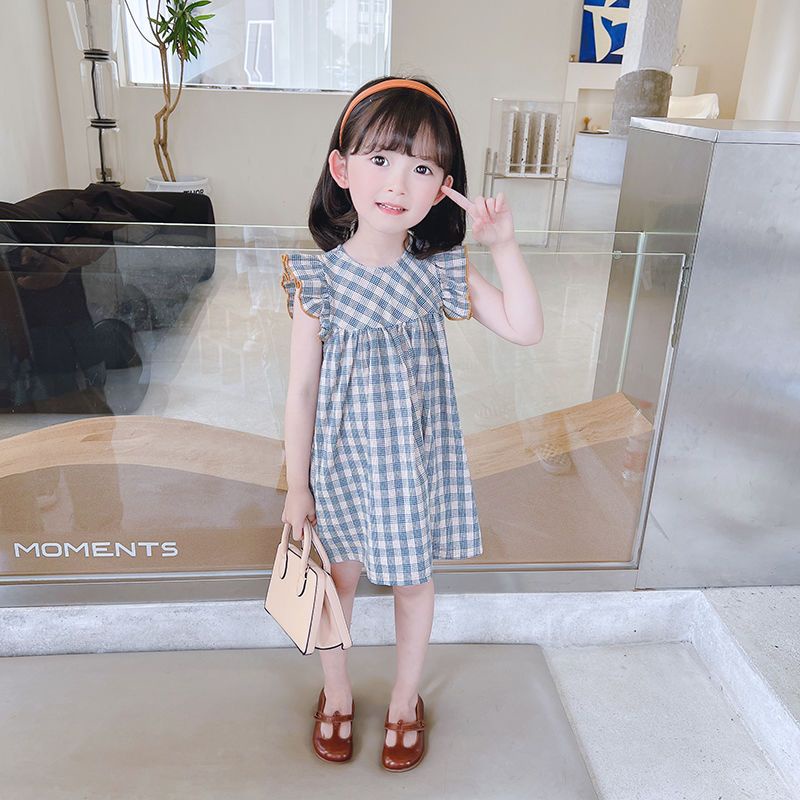 Đầm Công Chúa Mùa Hè Thoáng Khí Họa Tiết Kẻ Sọc Đơn Giản Phong Cách Phương Tây Cho Bé Gái