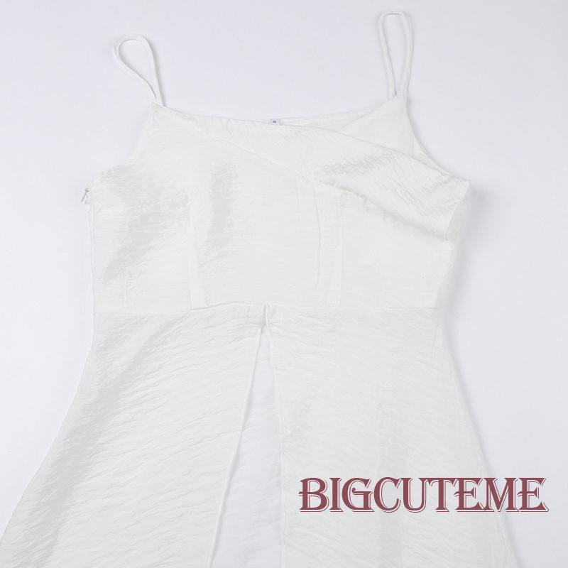 [] - Áo Hai Dây Cổ Chữ V Xẻ Tà Phối Màu Trắng Thời Trang Đi Tiệc Mùa Hè Cho Nữ