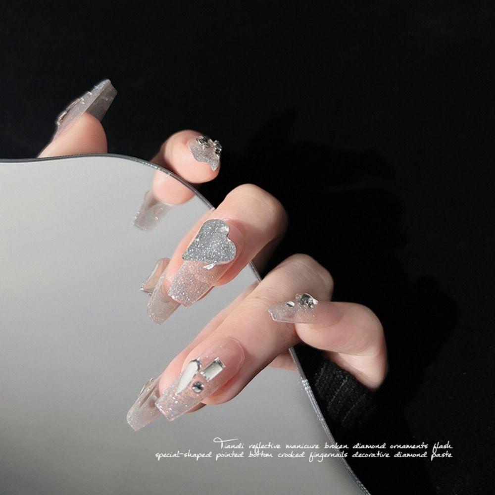 Phụ Kiện Trang Trí Móng Tay Sang Trọng|Đáy Crooked Trái Tim|Hạt Đá Zircon Trang Trí Móng Tay Charms