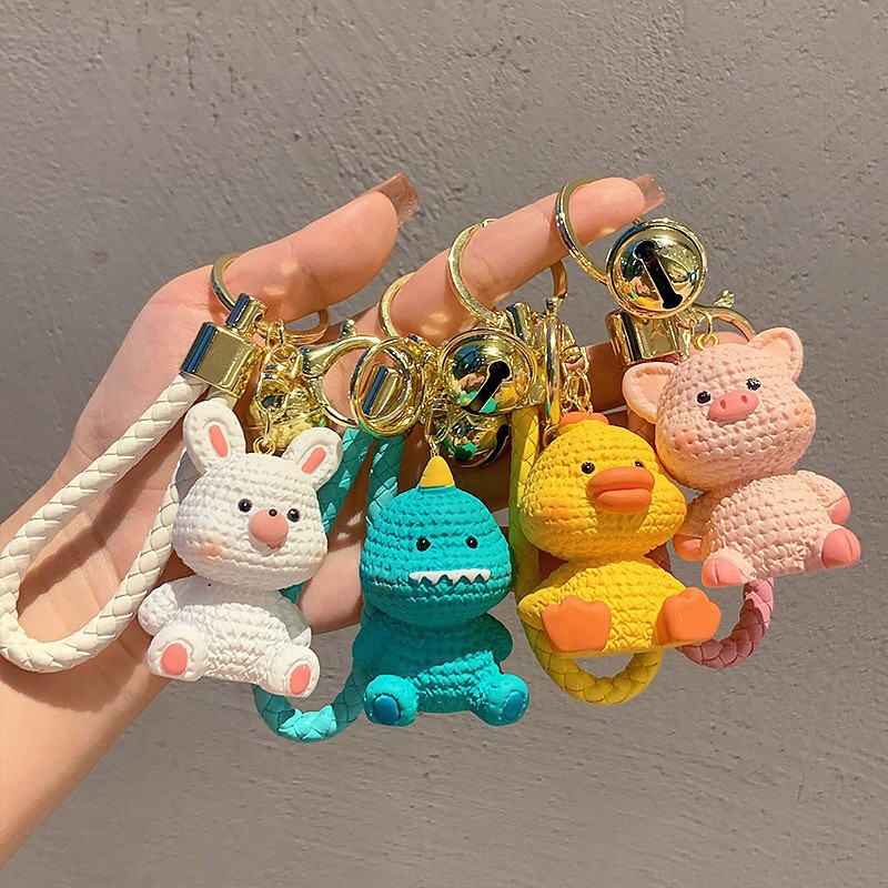 Móc Khoá móc khoá cute móc khoá móc khoá xe móc khoá balo móc khoá túi Phim hoạt hình sáng tạo nhựa len nhỏ vịt vàng khóa cặp sách khủng long mặt dây chuyền phụ nữ tinh tế chìa khóa xe