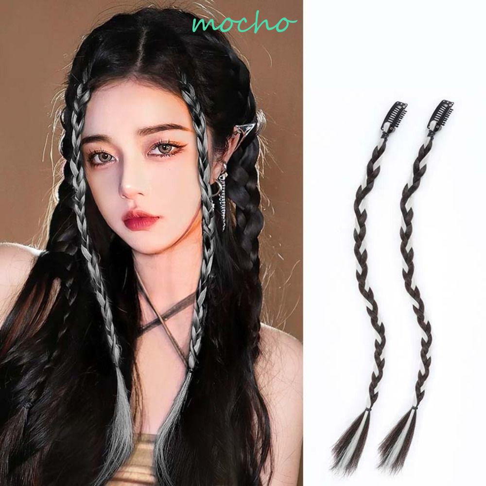 Mocho Kẹp Tóc Thắt Bím Đuôi Ngựa Thẳng Vô Hình Màu Hồng Đen Không Đường May Chịu Nhiệt Cho Nữ