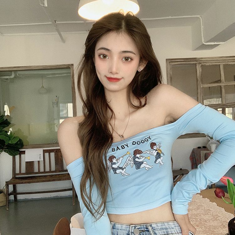 Áo Thun Lửng Tay Dài Chống Nắng Hở Vai Ôm Eo Quyến Rũ Dành Cho Nữ