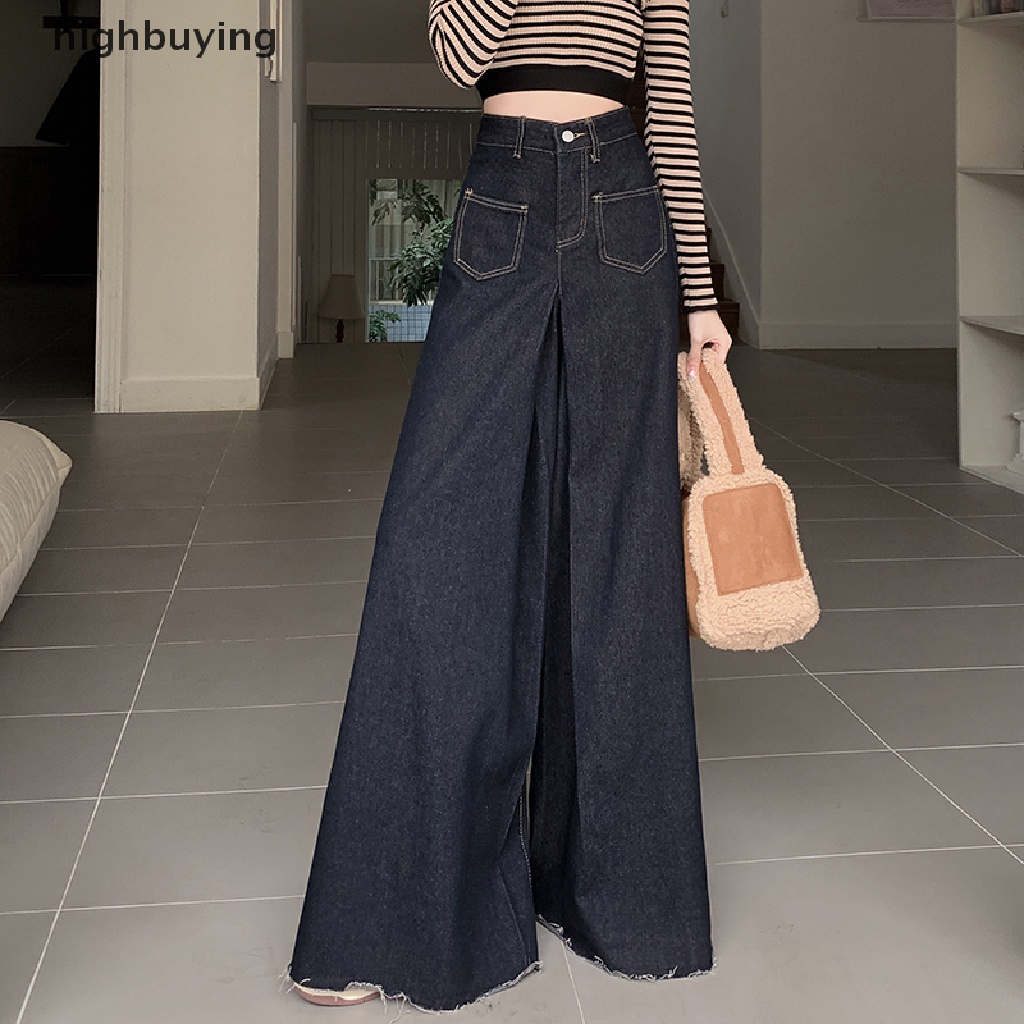 Quần Jeans Dài Ống Rộng Thời Trang Đường Phố Cá Tính Cho Nữ