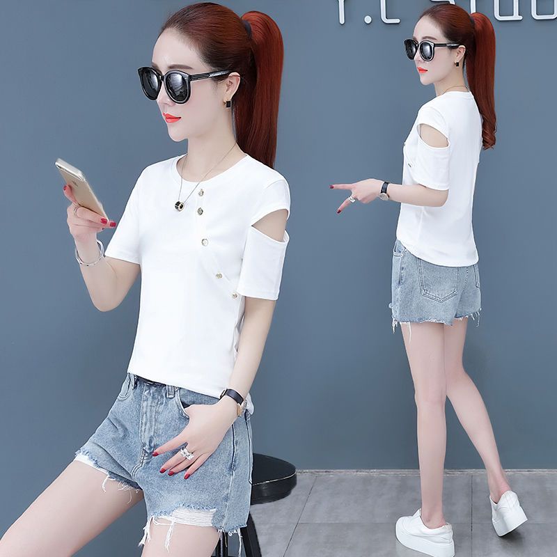 Áo Thun Tay Ngắn Hở Vai Thời Trang Mùa Hè Dành Cho Nữ