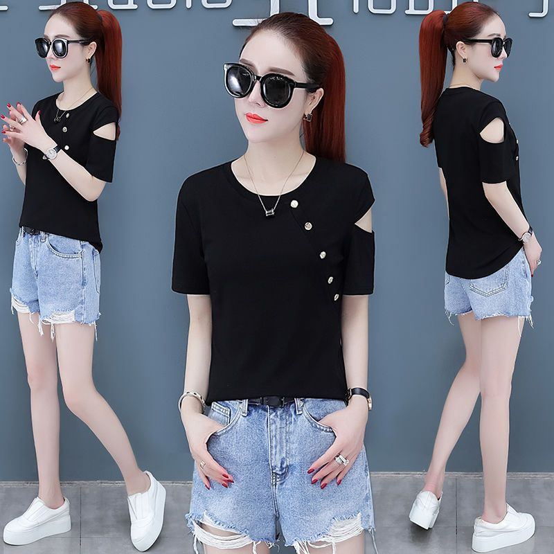 Áo Thun Tay Ngắn Hở Vai Thời Trang Mùa Hè Dành Cho Nữ