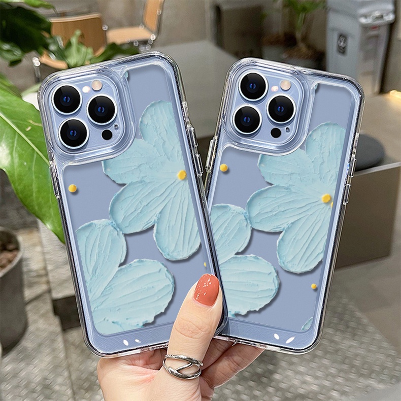 Ốp Điện Thoại DecoPhone TPU Acrylic Hình Hoa Màu Xanh Dương Trong Suốt Samsung Galaxy A73 A54 A53 A34 A33 A23 A14 A13 A04S 4G 5G