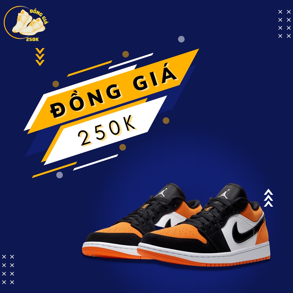 Giày thể thao Jordan JD1 thấp cổ màu cam đen chuẩn 11 Full Box - Giày sneaker Jordan cổ thấp cao cấp full size nam nữ