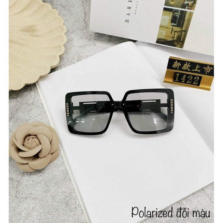 Kính Vuông Nữ Đổi Màu chữ H HM Tròng poli Đi Ngày Và Đêm Chống Tia UV400