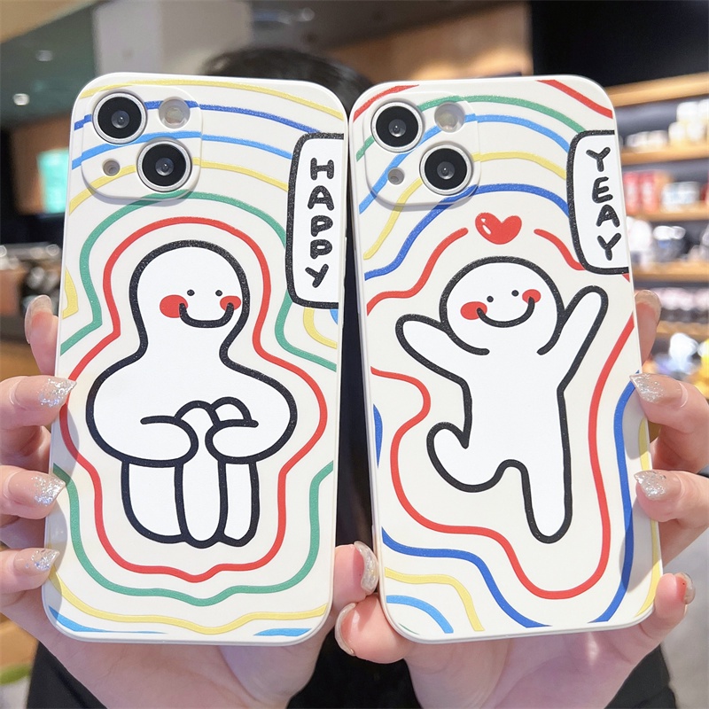 Colorful line happy fun couple Casing for Hauwei Nova 8 7i 7 6 SE 5T 3 3i 3E 4E Y7A Y6P Y9S Y6 Y7 Pro Y9 Prime 2019 Honor 20 Mate 50 Pro+ 40 30 20 Pro 5G P30 P20 Lite Cute Cartoon Soft Phone Case MDD 41