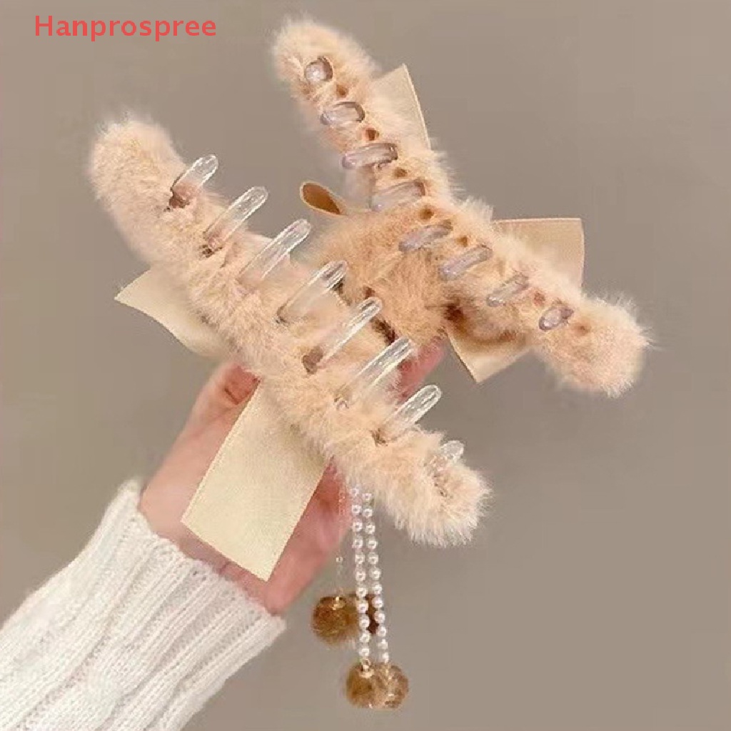 Kẹp Tóc Đính Nơ Lông Nhung Thời Trang Thu Đông