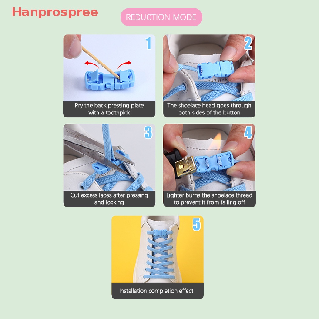 Hanprospree &gt; 1 Cặp Khóa Dây Giày Không Cần Buộc Co Giãn Nhiều Màu Sắc An Toàn Nhanh Chóng Dùng Ngoài Trời