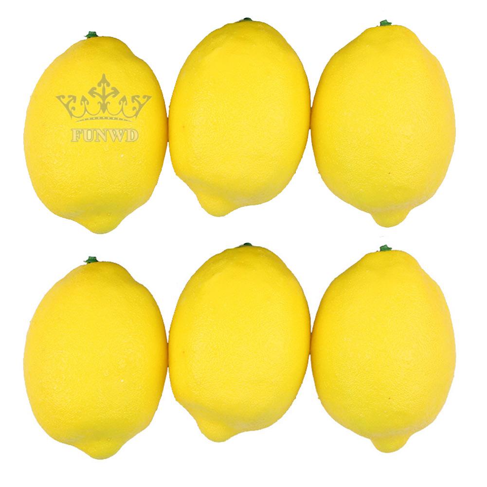 【FUNWD】6Pcs Artificial Lemons Plastic Fake Fruit For Home Decoration Photography Props