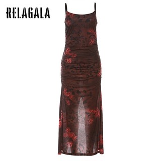 RelaGala Nữ Thời Trang Mới Ôm Gợi Cảm In Hình Retro Tính Khí Đầm Sling