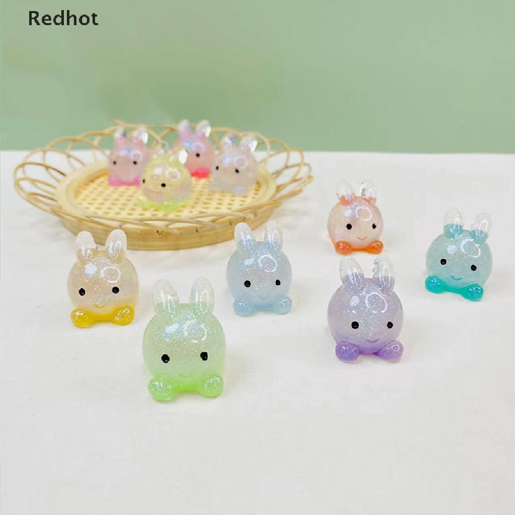 &lt; Redhot &gt; Bộ 2 Đồ trang trí Thỏ Dạ Quang Bằng Nhựa Resin Dễ Thương Trang Trí Tiểu Cảnh