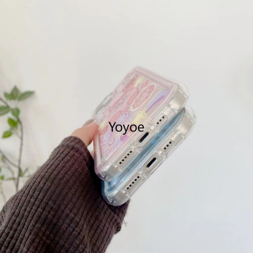 Ốp Điện Thoại Silicon Trong Suốt In Hình Gấu Dâu Tây Có Túi Khí Chống Sốc Cho iPhone 13 12 11 14 Pro Max XR X XS 7 8 Plus