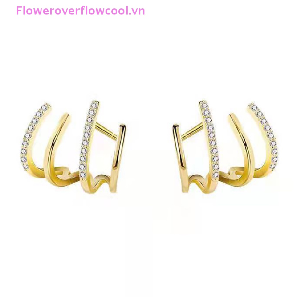 Đôi Khuyên Tai Kim Loại Mạ Vàng Thời Trang Hàn Quốc Cho Nữ