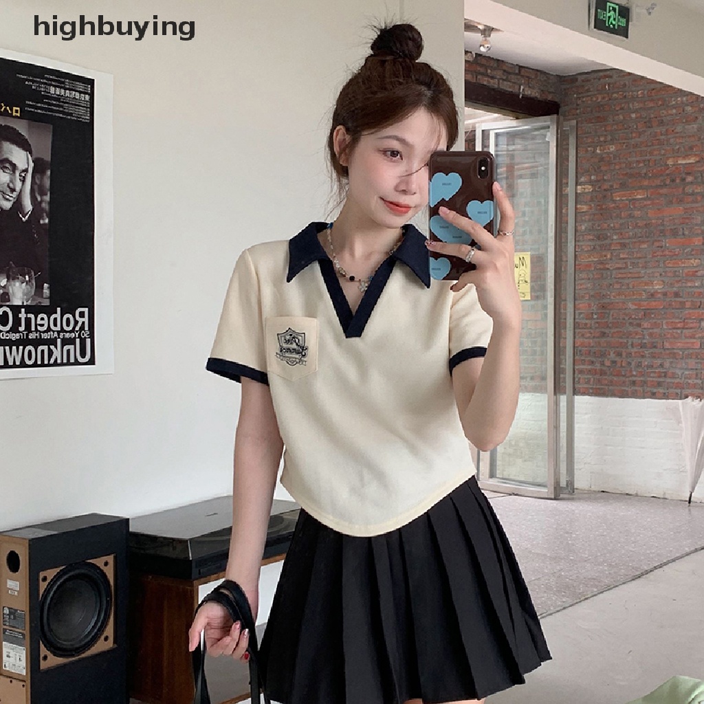 Áo polo Ngắn Tay Phối Túi Thời Trang Mùa Hè Dành Cho Nữ