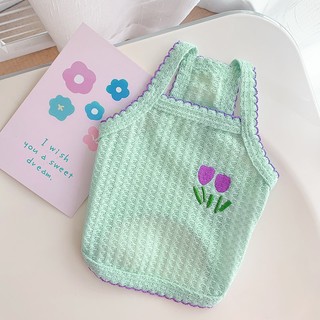 Áo Ba Lỗ Thêu Hoa Cho Thú Cưng
