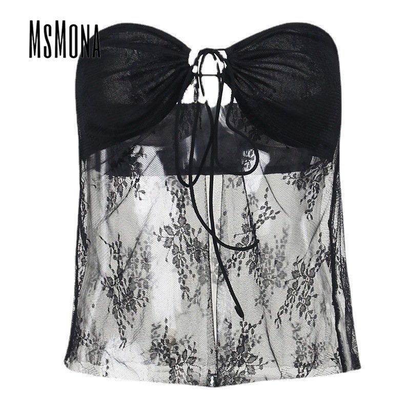 Áo Dệt Kim Sát Nách Màu Trơn Phối Ren Cổ Thấp Thời Trang 2023 Quyến Rũ Cho Nữ