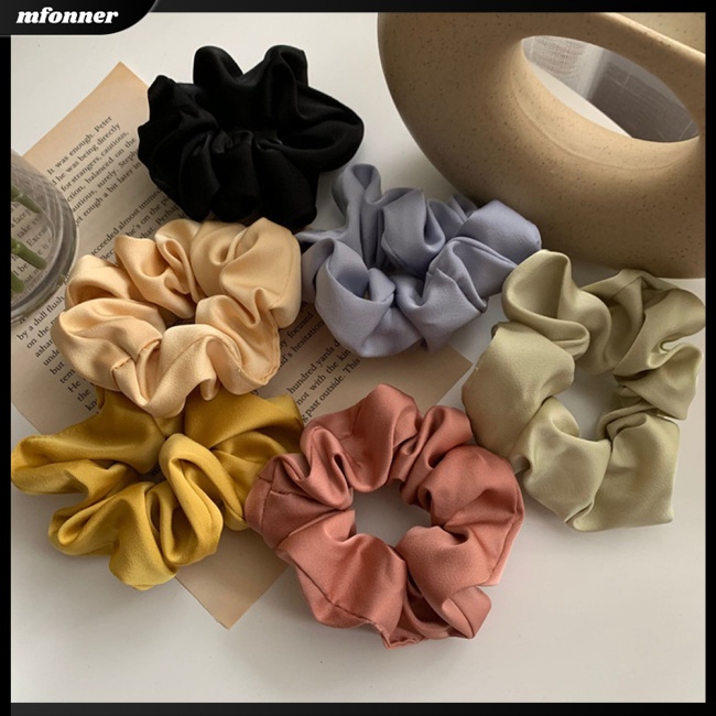 Dây Cột Tóc Scrunchies Bằng Vải Màu Sắc Ngọt Ngào Đơn Giản