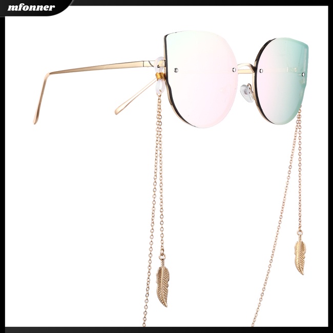 Dây Xích Đeo Mắt Kính Bằng Hợp Kim Chống Trượt Hình Chiếc Lá Màu Sắc Đơn Giản Cho Nữ
